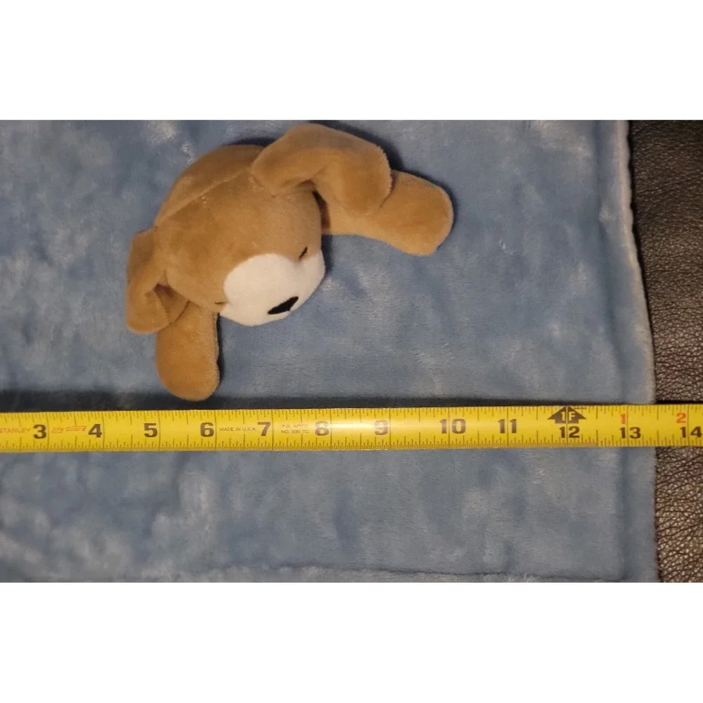 Carter's Brown Puppy Dog Blue Security Blanket Super Soft Plush Baby Lovey EUC